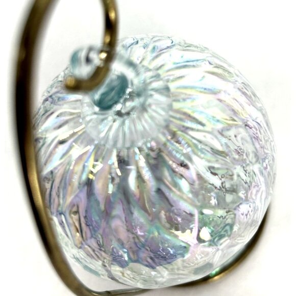 Hand Blown Studio Art Glass Christmas Ornament Iridescent Suncatcher 3.25" - Picture 5 of 6